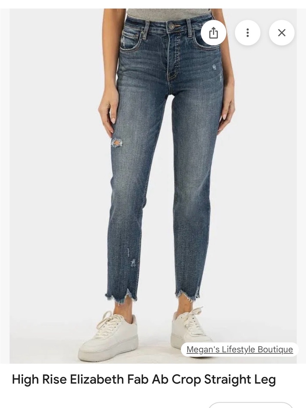 Kut from the Kloth High-Rise Cropped Straight Leg Jeans - Dark Blue Wash